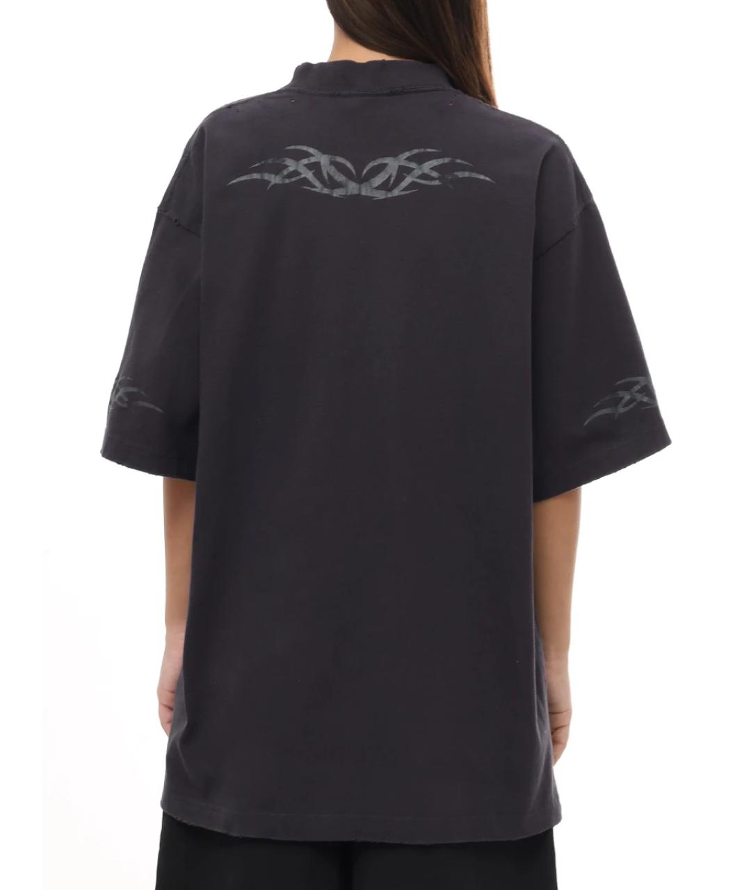 BALENCIAGA Черная хлопковая футболка, фото 3