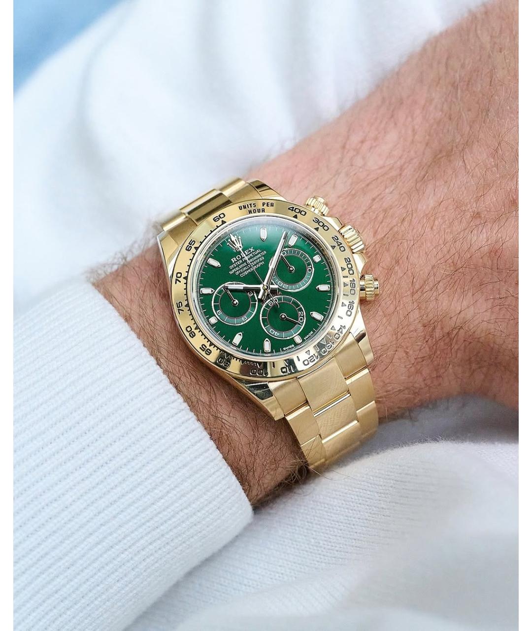 ROLEX Зеленые часы из желтого золота, фото 4