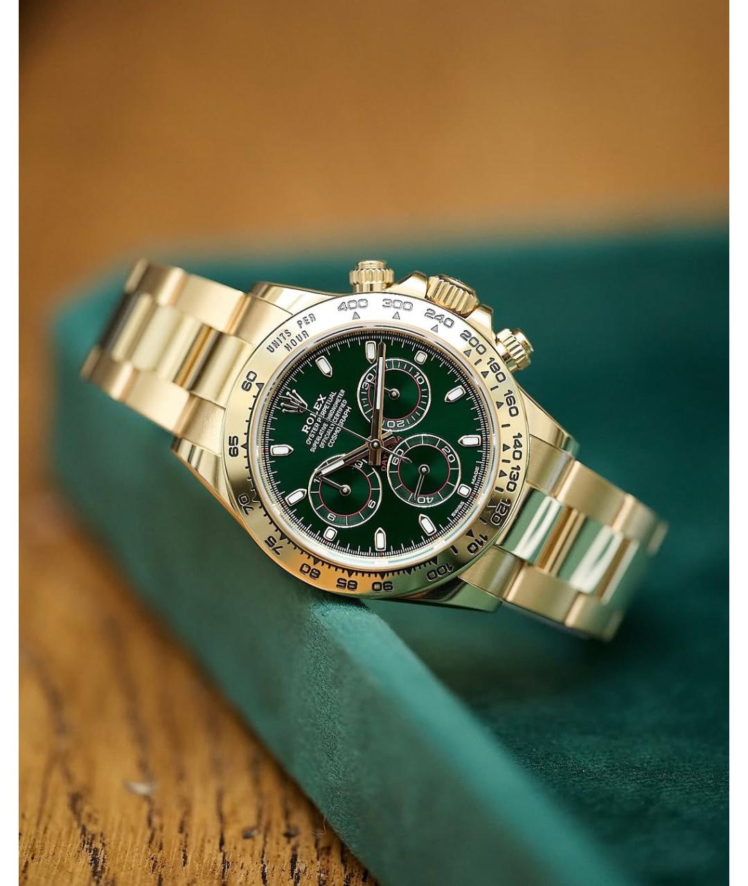 ROLEX Зеленые часы из желтого золота, фото 3