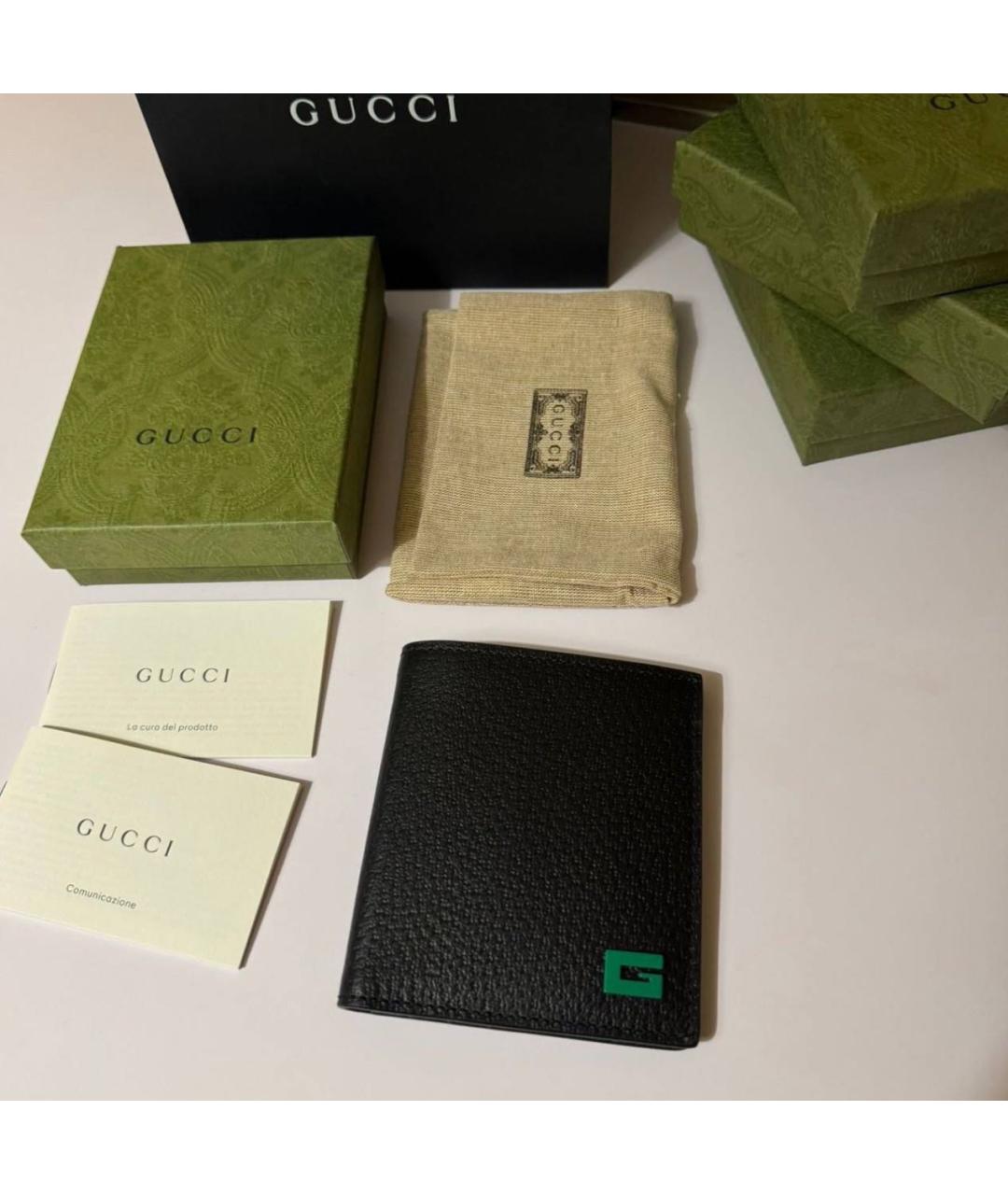 GUCCI Черный кожаный кошелек, фото 3