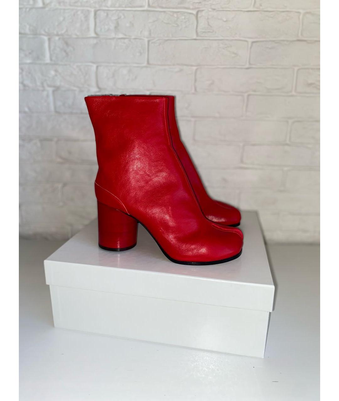 MAISON MARGIELA Красные кожаные ботильоны, фото 2