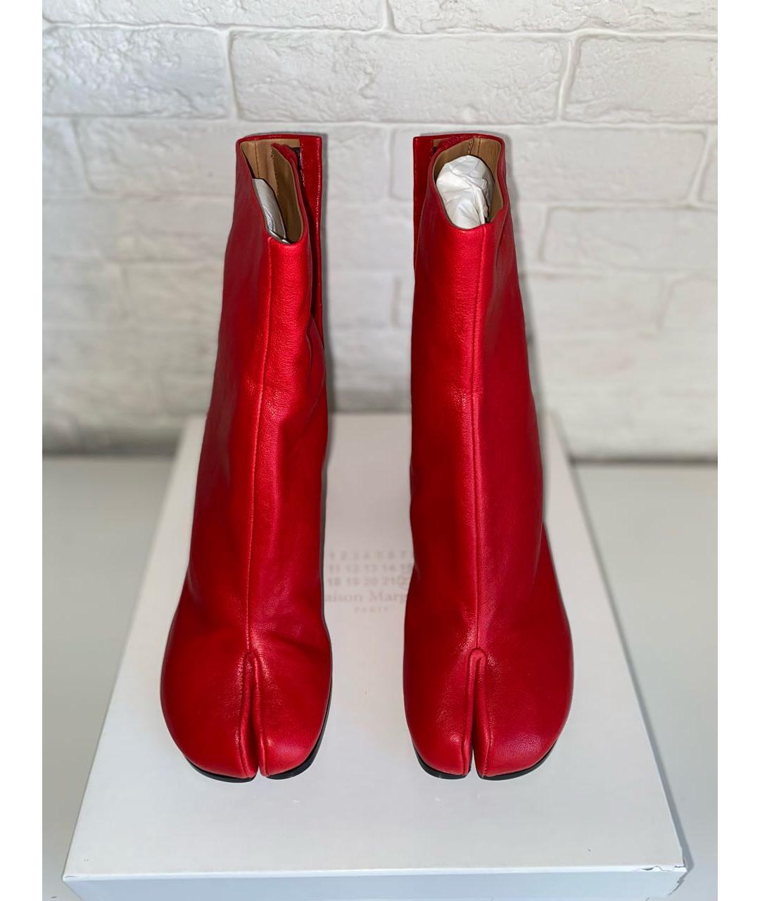 MAISON MARGIELA Красные кожаные ботильоны, фото 4
