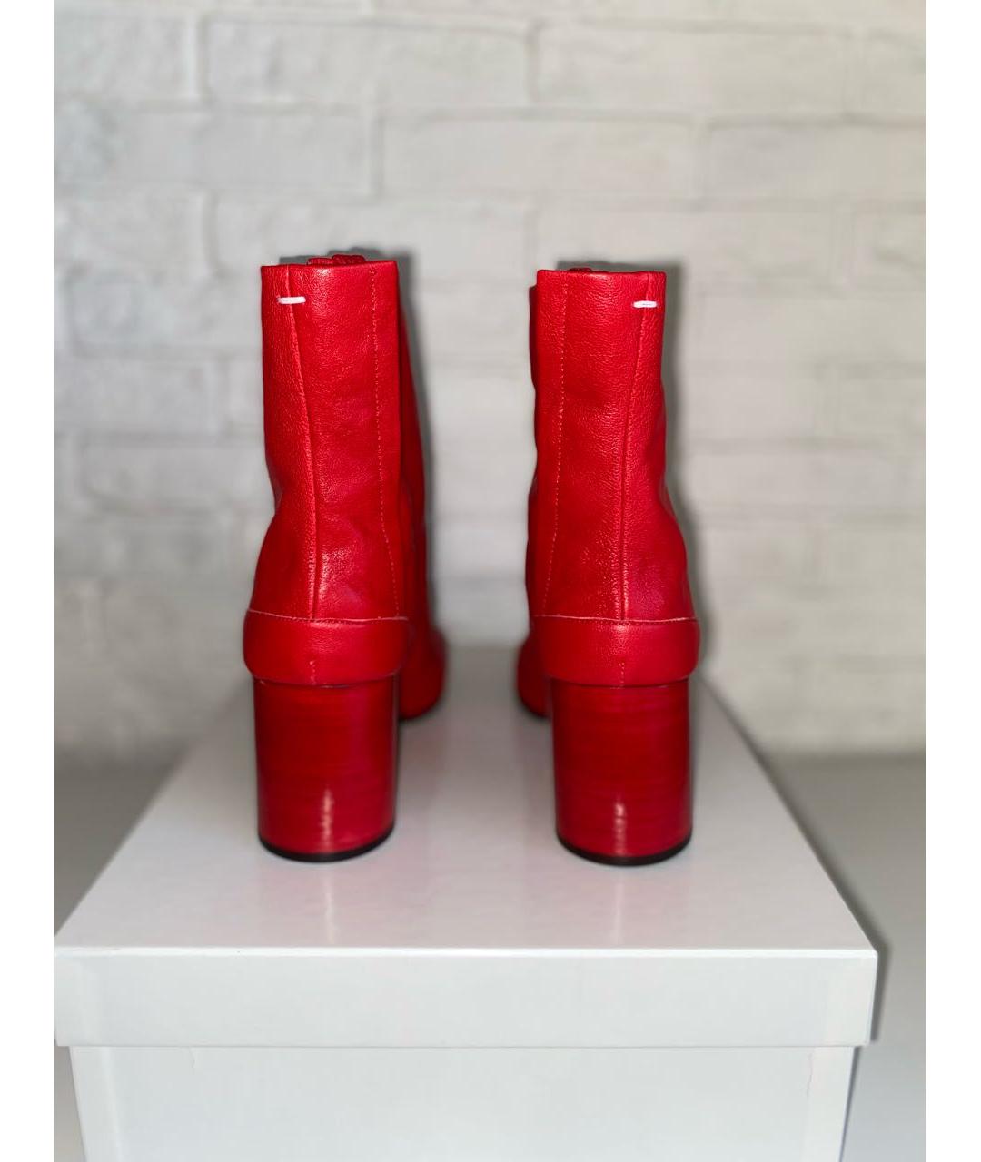 MAISON MARGIELA Красные кожаные ботильоны, фото 3