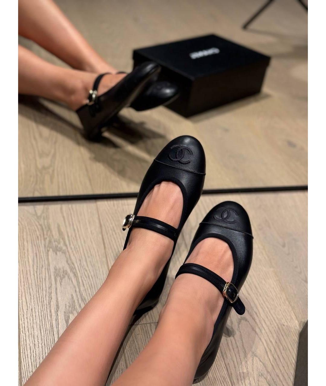 CHANEL Черные кожаные балетки, фото 6