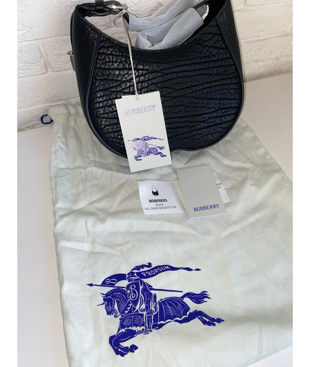 BURBERRY Черная кожаная сумка через плечо, фото 7