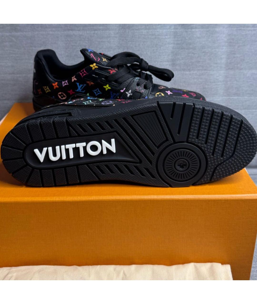 LOUIS VUITTON Черные кожаные низкие кроссовки / кеды, фото 4
