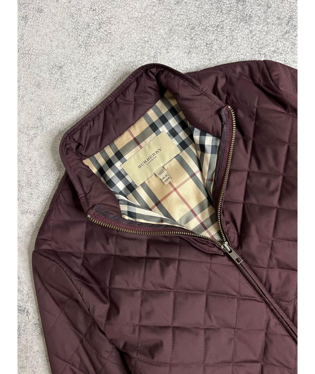 BURBERRY Бордовая полиамидовая куртка, фото 3