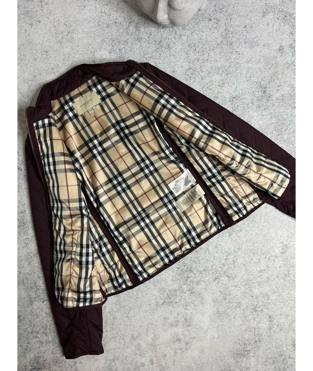 BURBERRY Бордовая полиамидовая куртка, фото 5