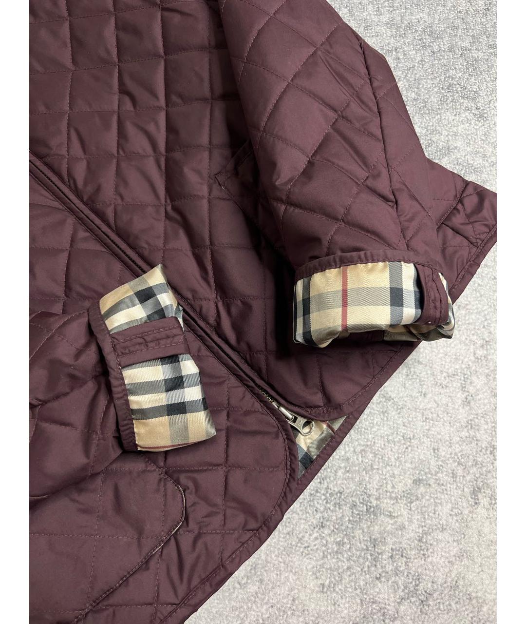 BURBERRY Бордовая полиамидовая куртка, фото 6