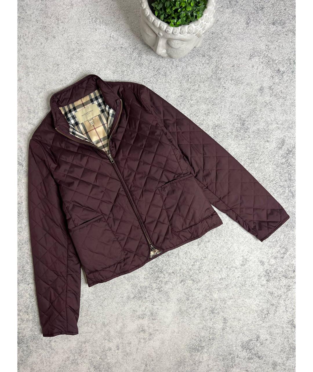 BURBERRY Бордовая полиамидовая куртка, фото 9