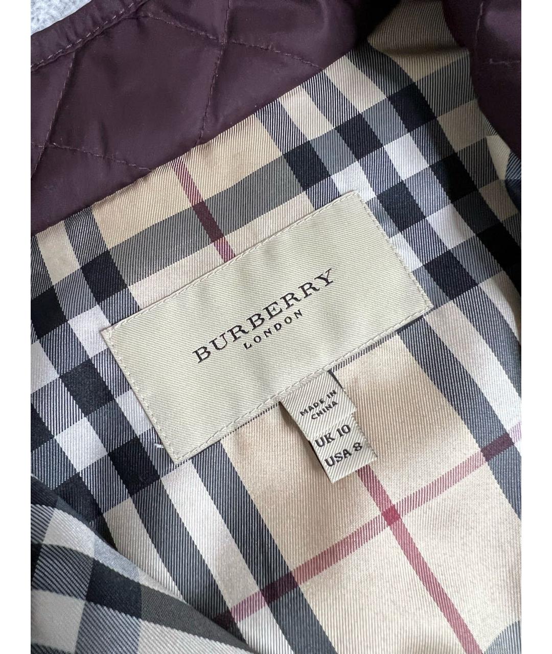 BURBERRY Бордовая полиамидовая куртка, фото 7