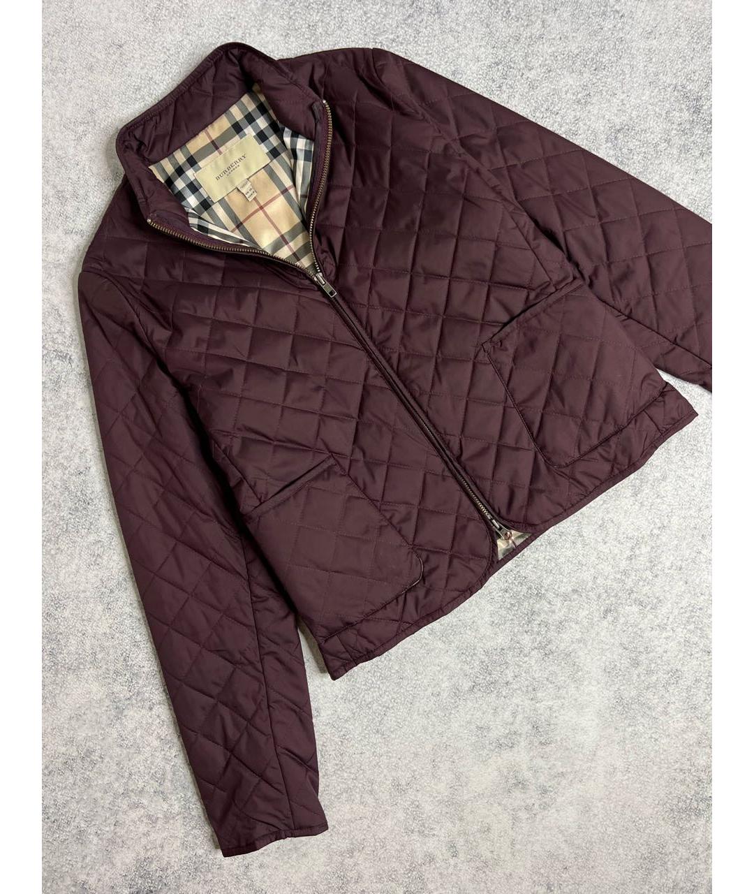 BURBERRY Бордовая полиамидовая куртка, фото 2