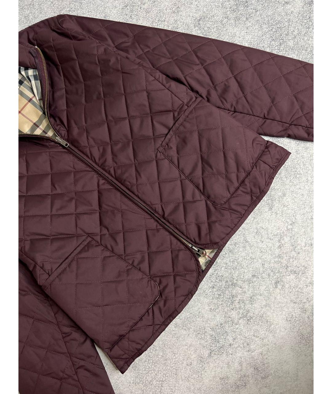 BURBERRY Бордовая полиамидовая куртка, фото 4