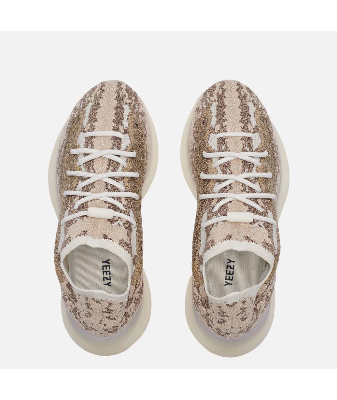 ADIDAS YEEZY Бежевые текстильные низкие кроссовки / кеды, фото 3