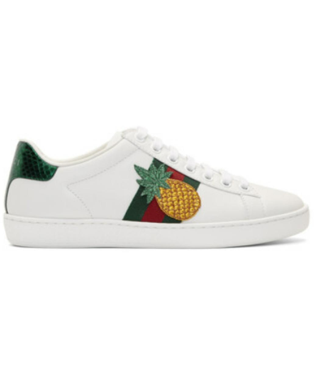 GUCCI Белые кожаные кеды, фото 1