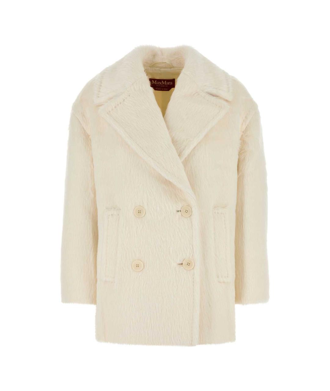 MAX MARA STUDIO Белое шерстяное пальто, фото 1
