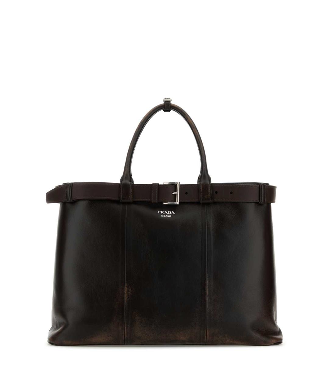 PRADA Коричневая кожаная сумка тоут, фото 1