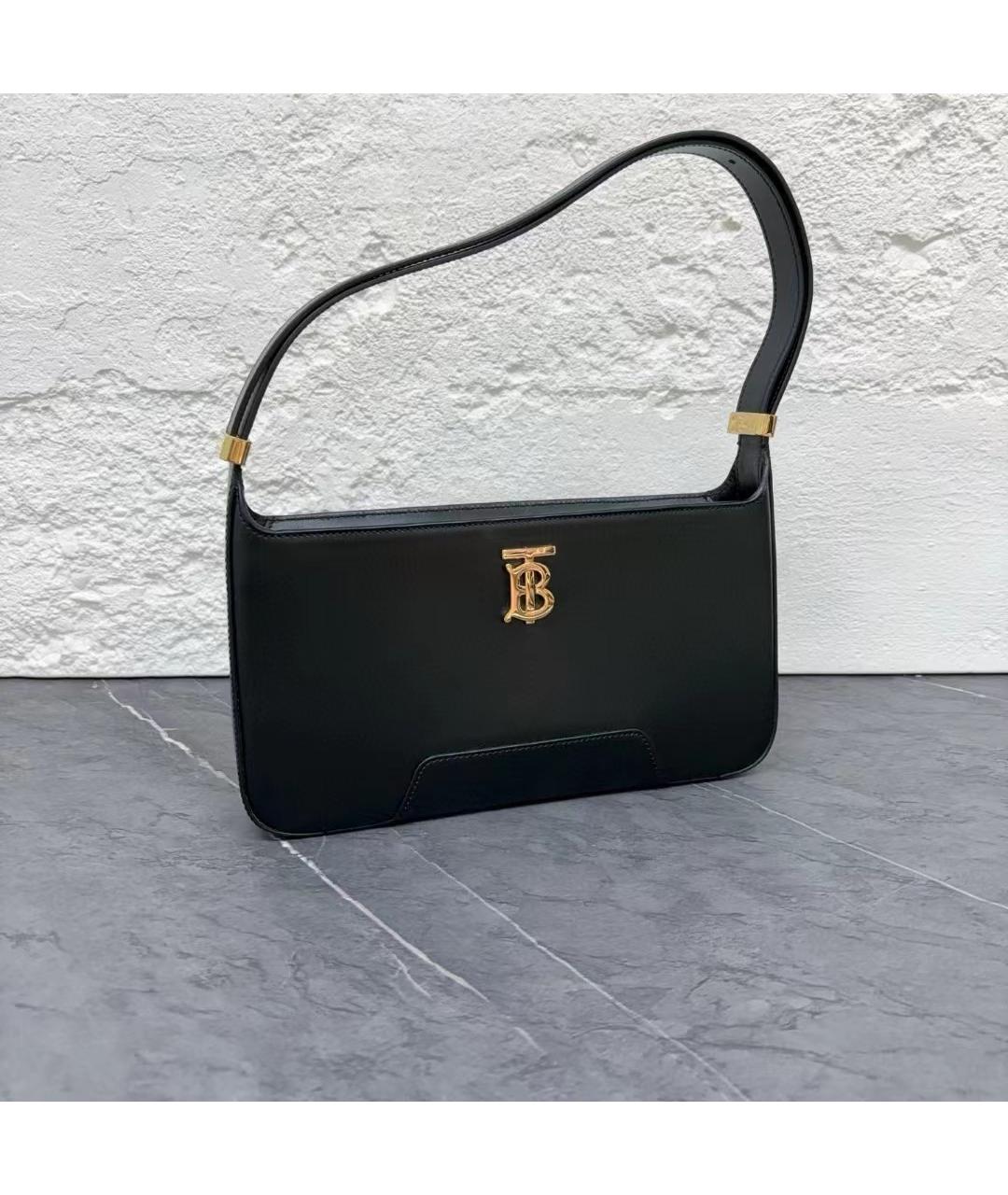 BURBERRY Черная кожаная сумка с короткими ручками, фото 6