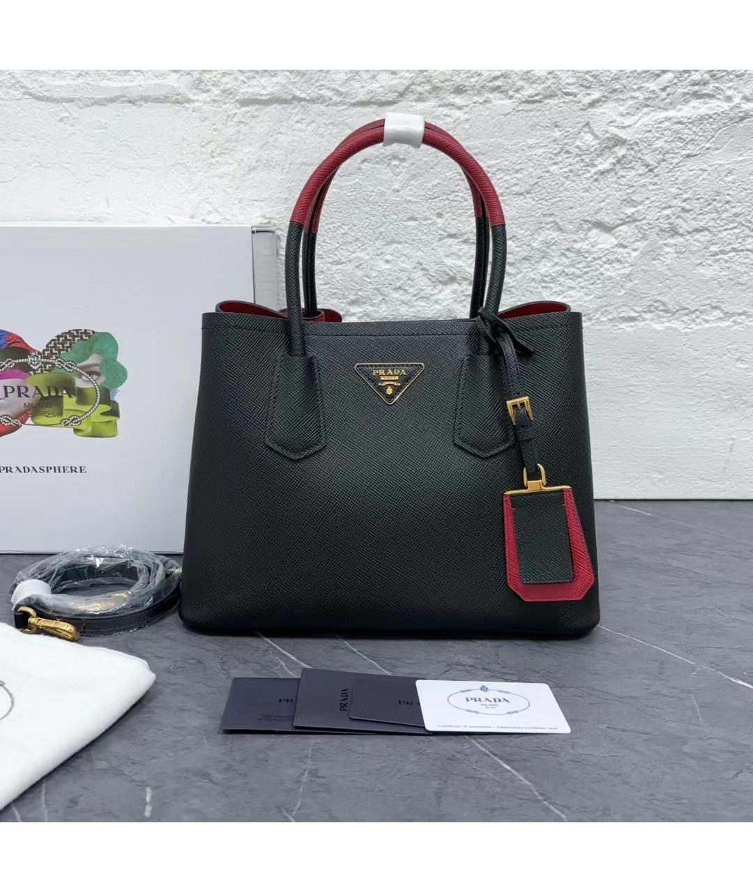 PRADA Черная кожаная сумка тоут, фото 7
