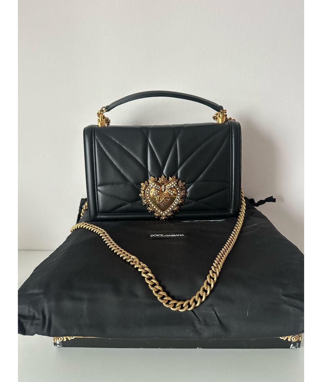 DOLCE&GABBANA Черная кожаная сумка с короткими ручками, фото 8