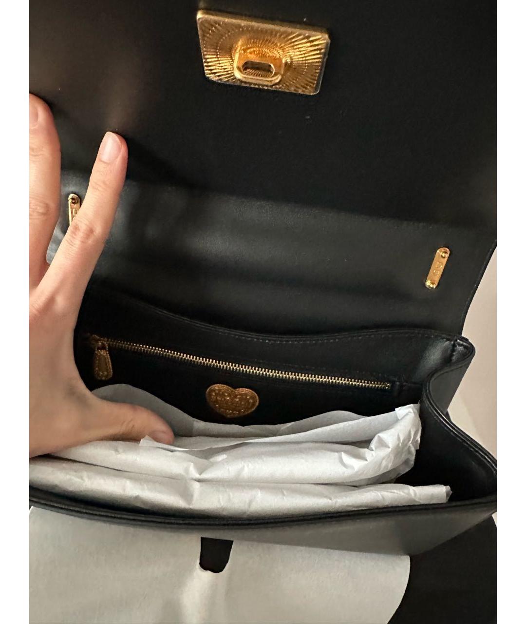 DOLCE&GABBANA Черная кожаная сумка с короткими ручками, фото 4