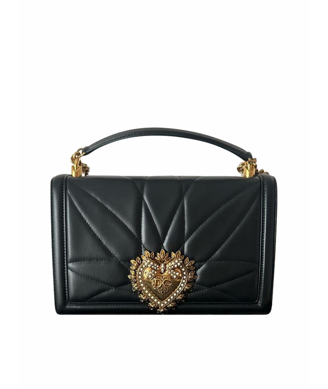 DOLCE&GABBANA Черная кожаная сумка с короткими ручками, фото 1
