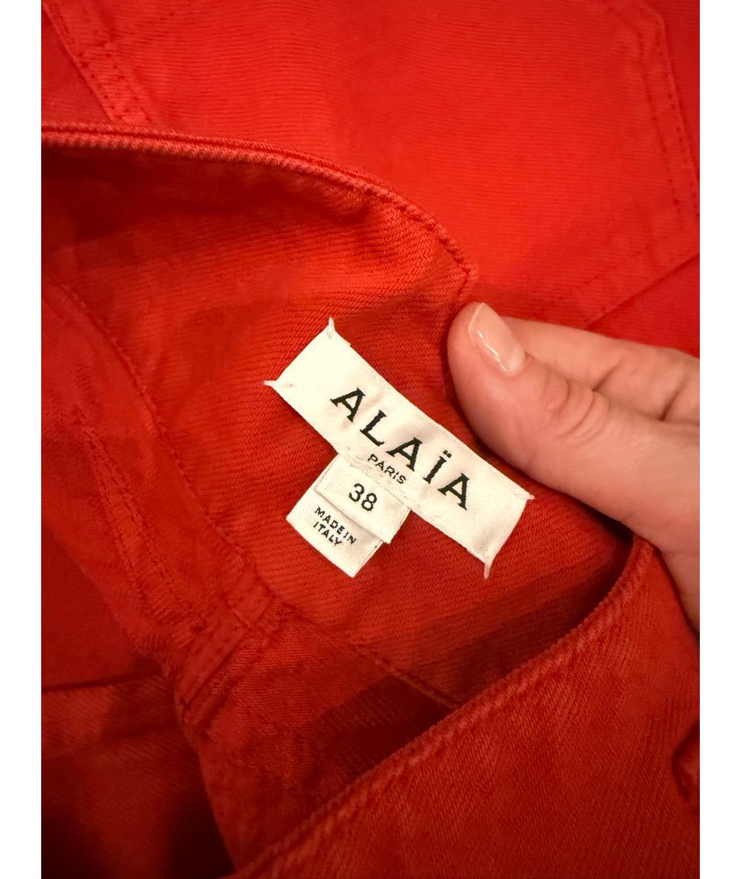 ALAIA Красные деним шорты, фото 3