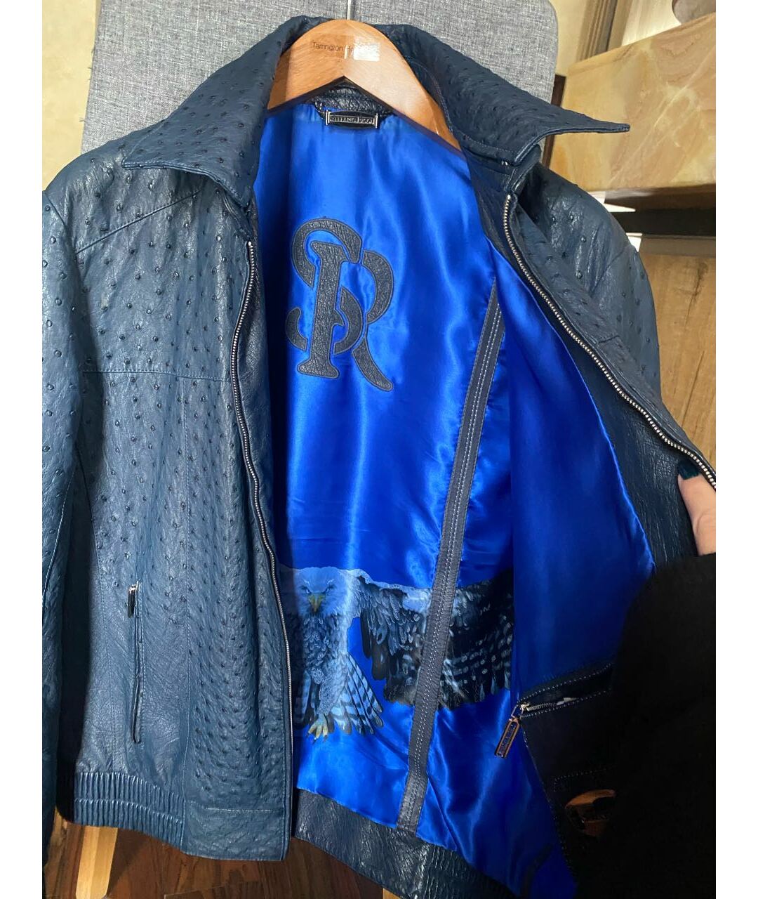 STEFANO RICCI Синяя кожаная куртка, фото 3