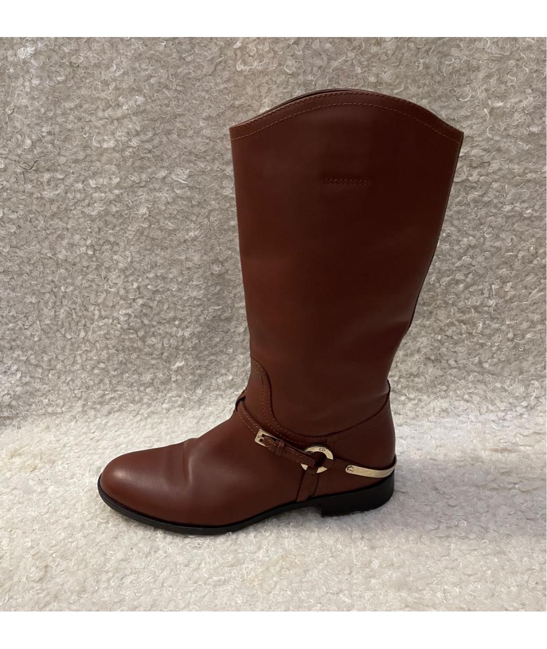 CHRISTIAN DIOR Коричневые кожаные сапоги, фото 2