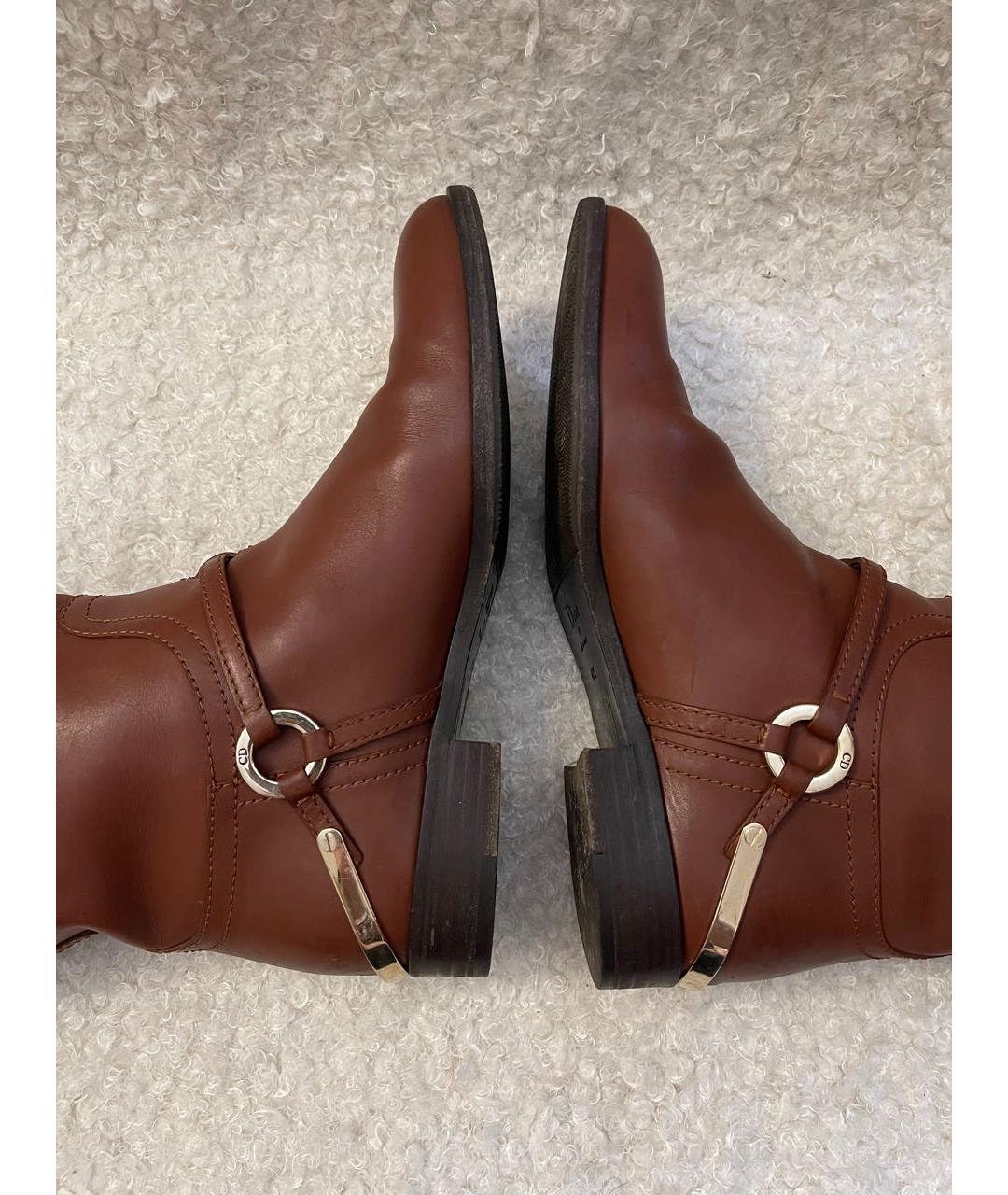 CHRISTIAN DIOR Коричневые кожаные сапоги, фото 6