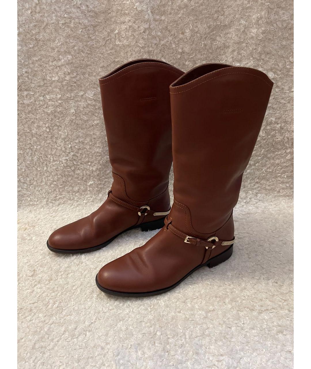 CHRISTIAN DIOR Коричневые кожаные сапоги, фото 3