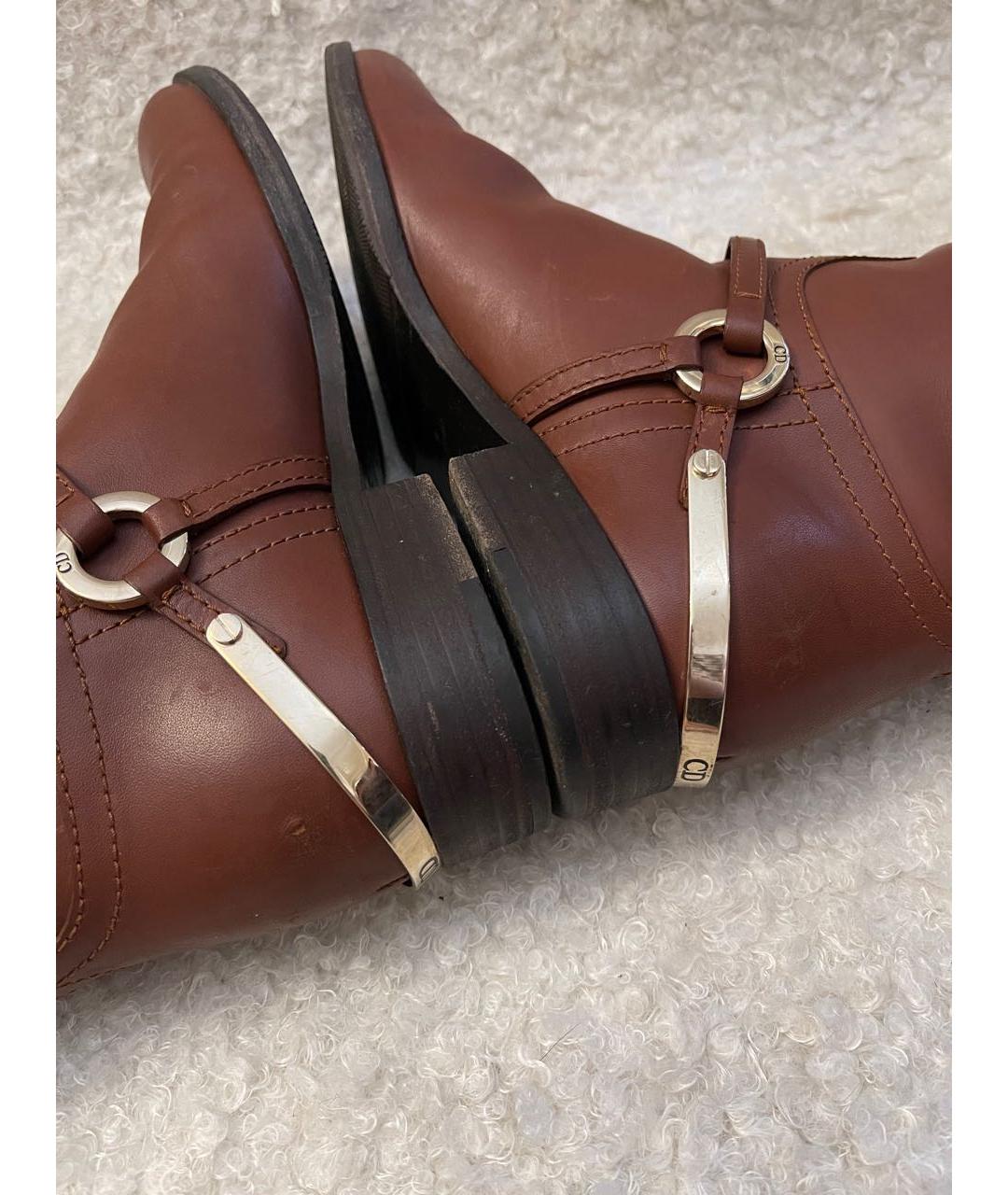 CHRISTIAN DIOR Коричневые кожаные сапоги, фото 8