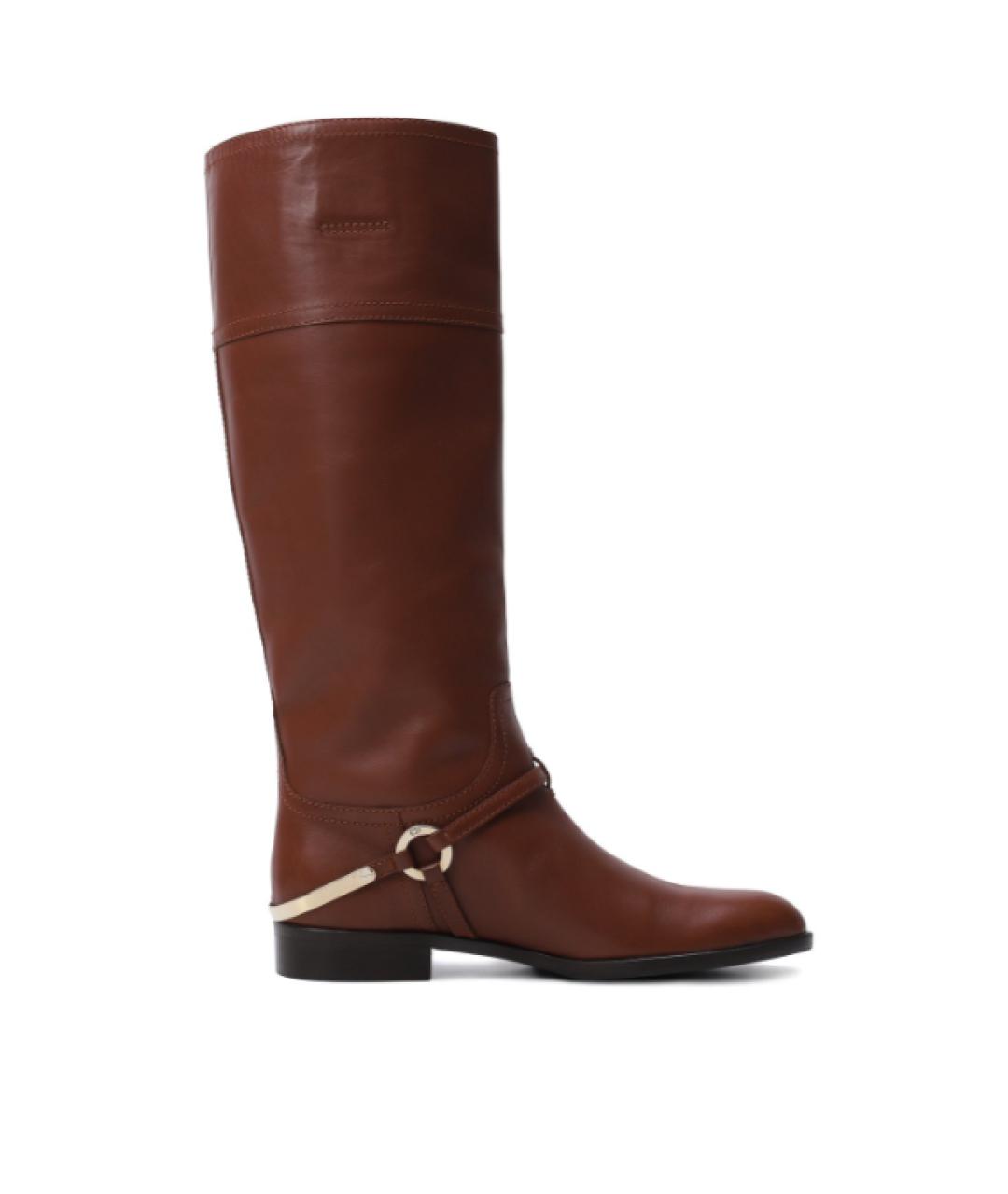 CHRISTIAN DIOR Коричневые кожаные сапоги, фото 1