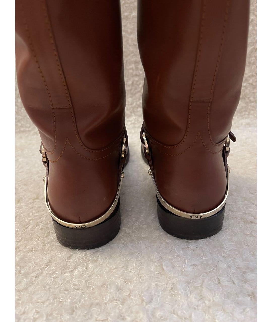 CHRISTIAN DIOR Коричневые кожаные сапоги, фото 5