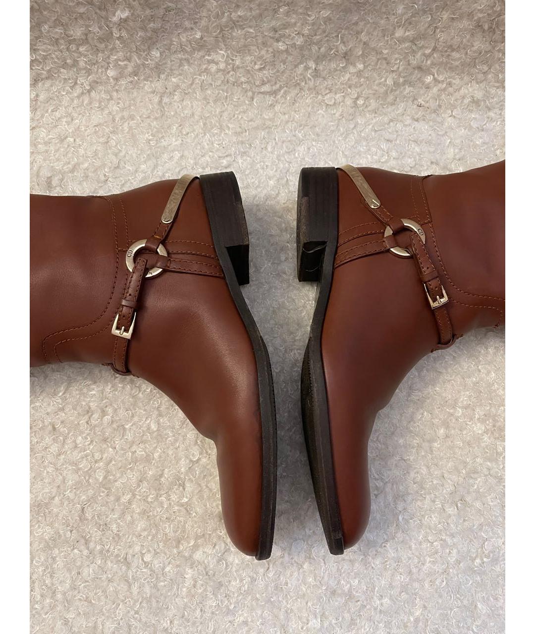 CHRISTIAN DIOR Коричневые кожаные сапоги, фото 7