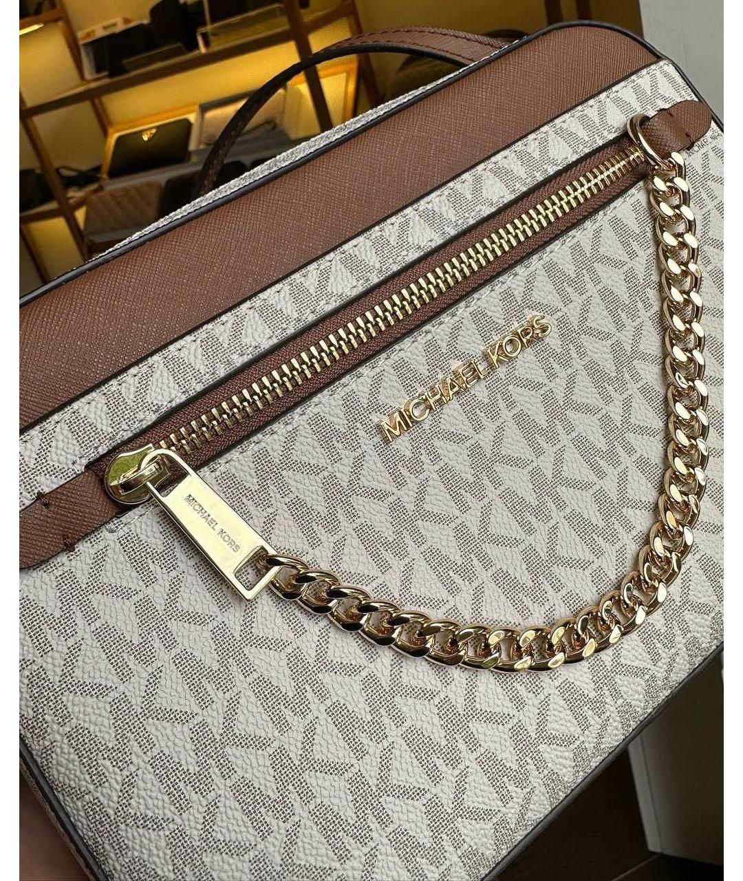 MICHAEL KORS Бежевая сумка через плечо из искусственной кожи, фото 5