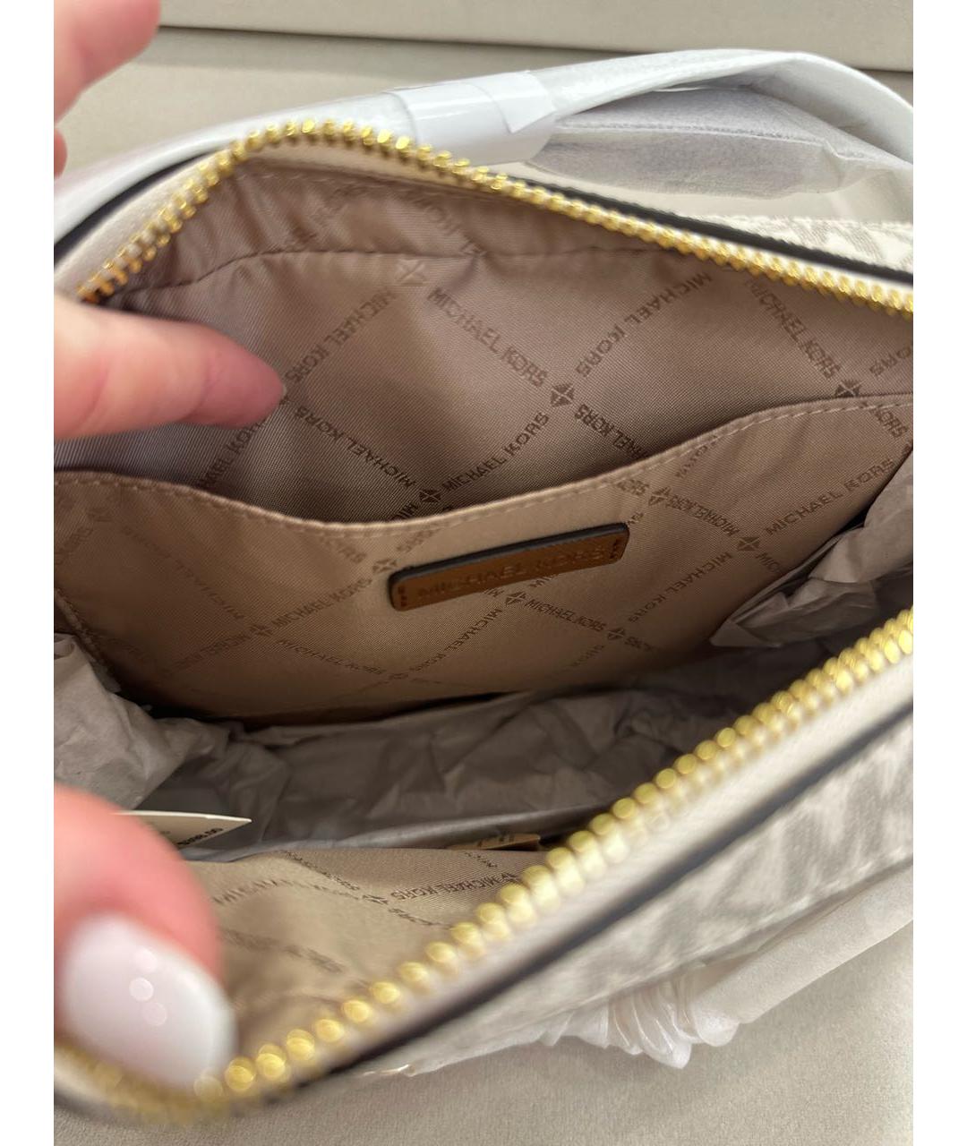 MICHAEL KORS Бежевая сумка через плечо из искусственной кожи, фото 4