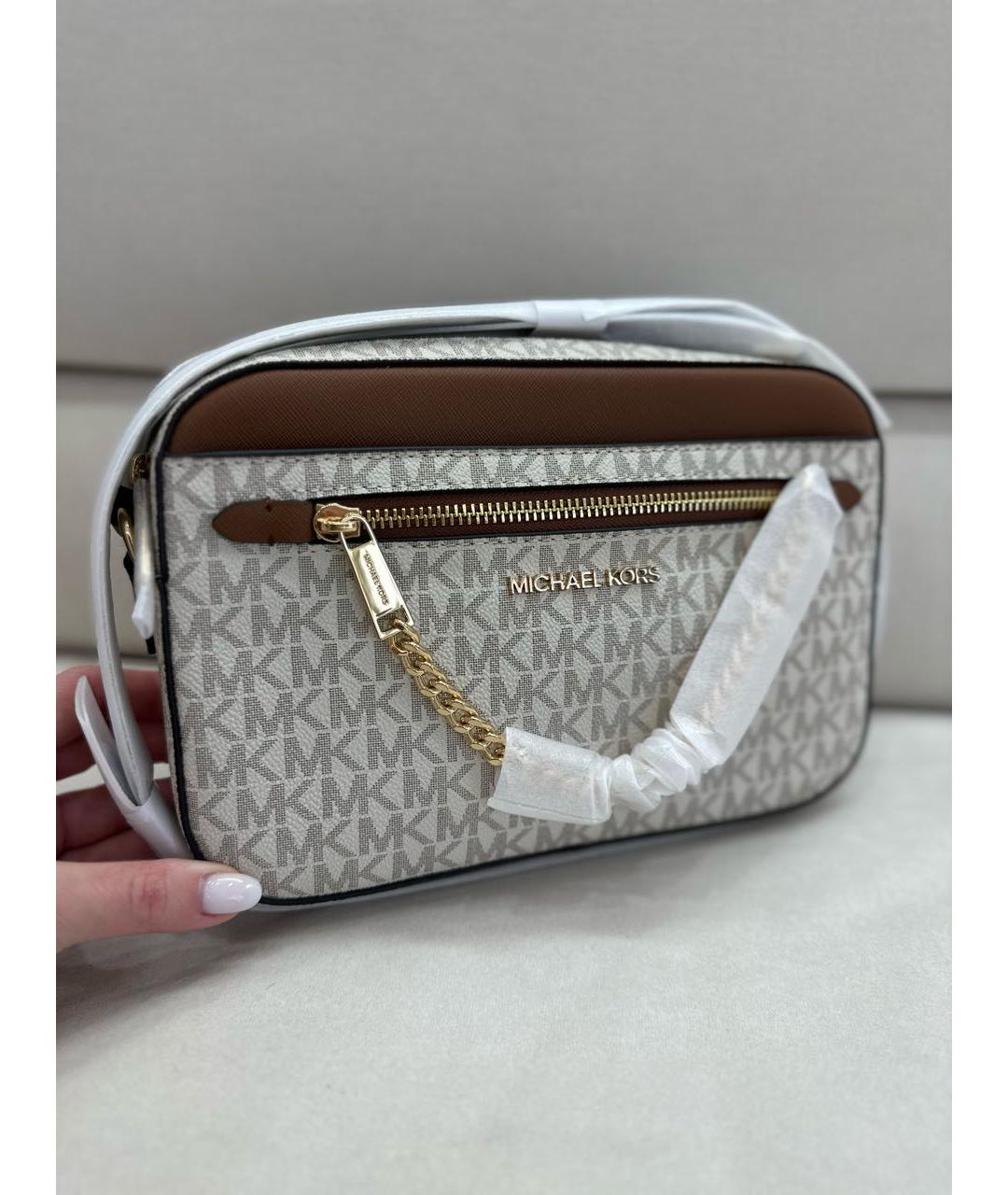 MICHAEL KORS Бежевая сумка через плечо из искусственной кожи, фото 8