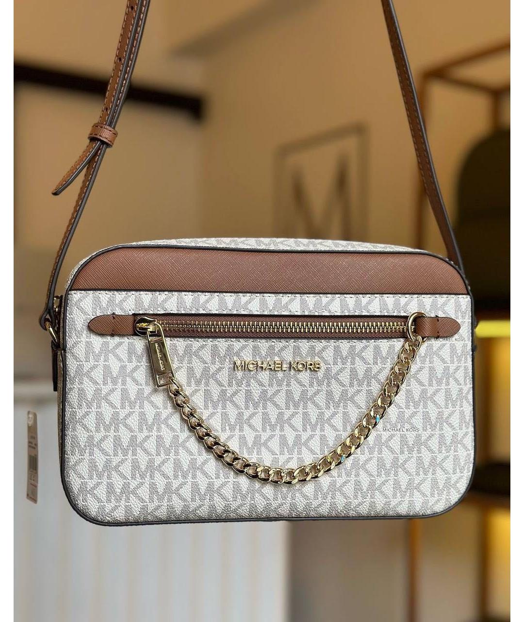 MICHAEL KORS Бежевая сумка через плечо из искусственной кожи, фото 9