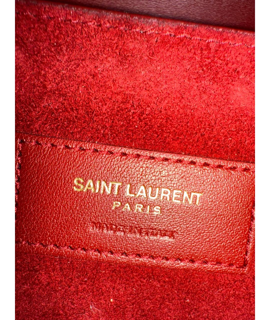 SAINT LAURENT Бордовая кожаная сумка с короткими ручками, фото 8