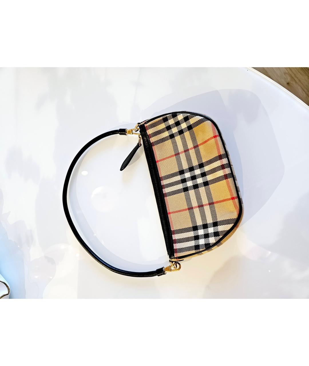 BURBERRY Бежевая кожаная сумка с короткими ручками, фото 4