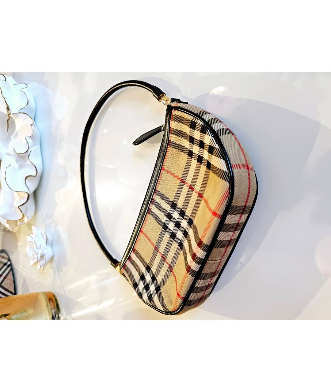 BURBERRY Бежевая кожаная сумка с короткими ручками, фото 3