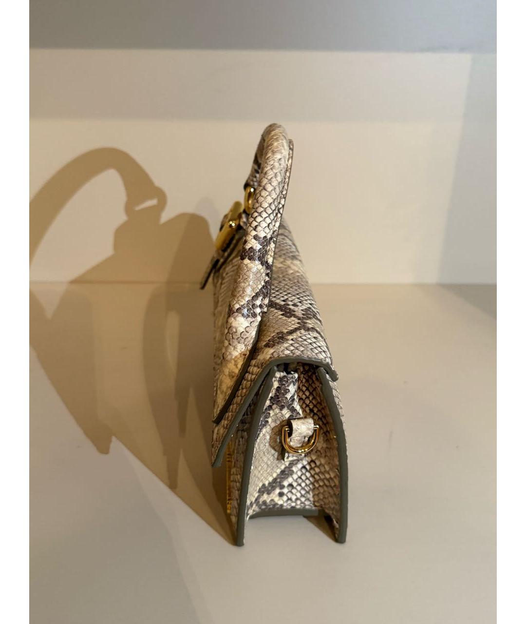 JACQUEMUS Желтая сумка с короткими ручками из экзотической кожи, фото 3