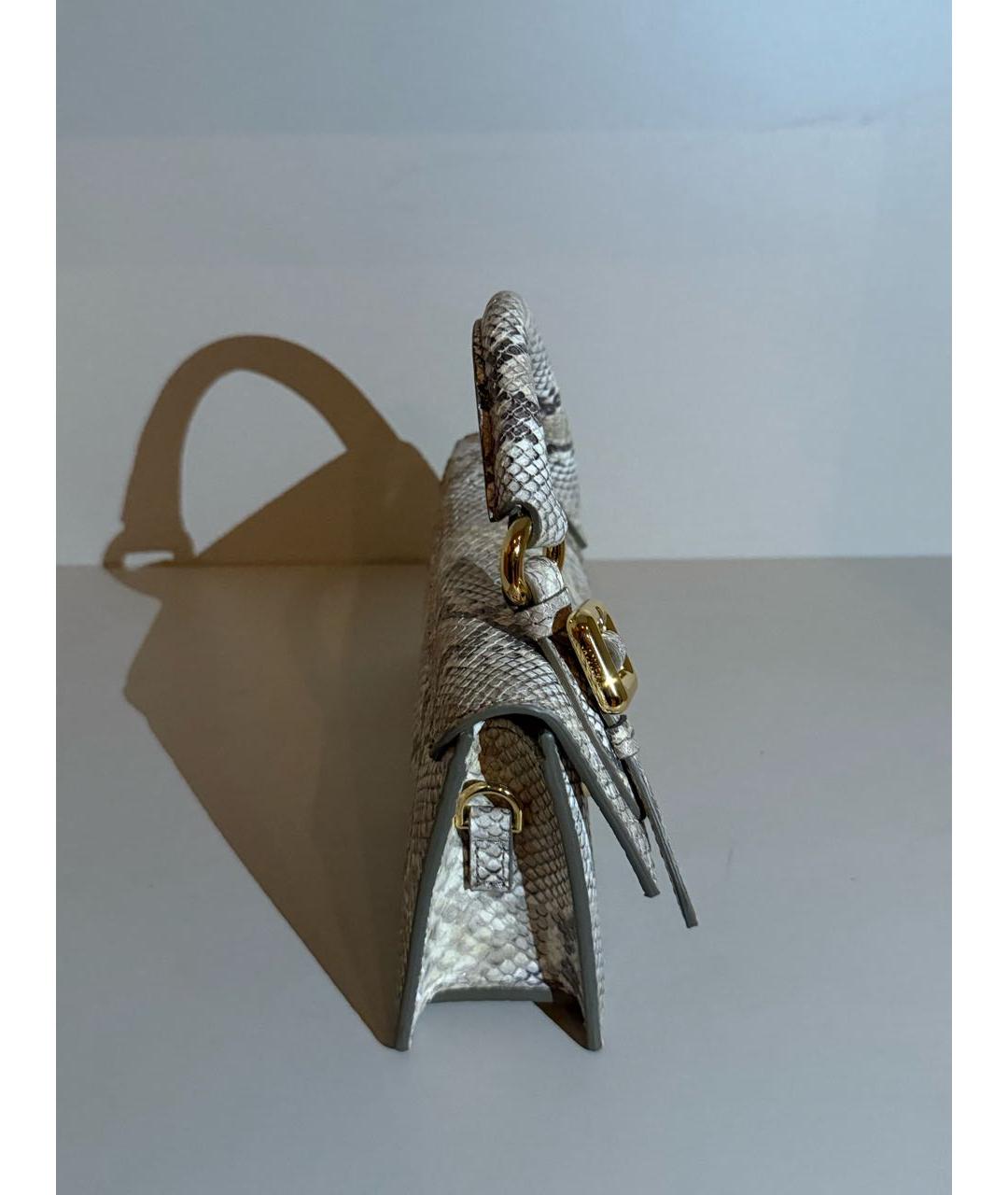 JACQUEMUS Желтая сумка с короткими ручками из экзотической кожи, фото 7