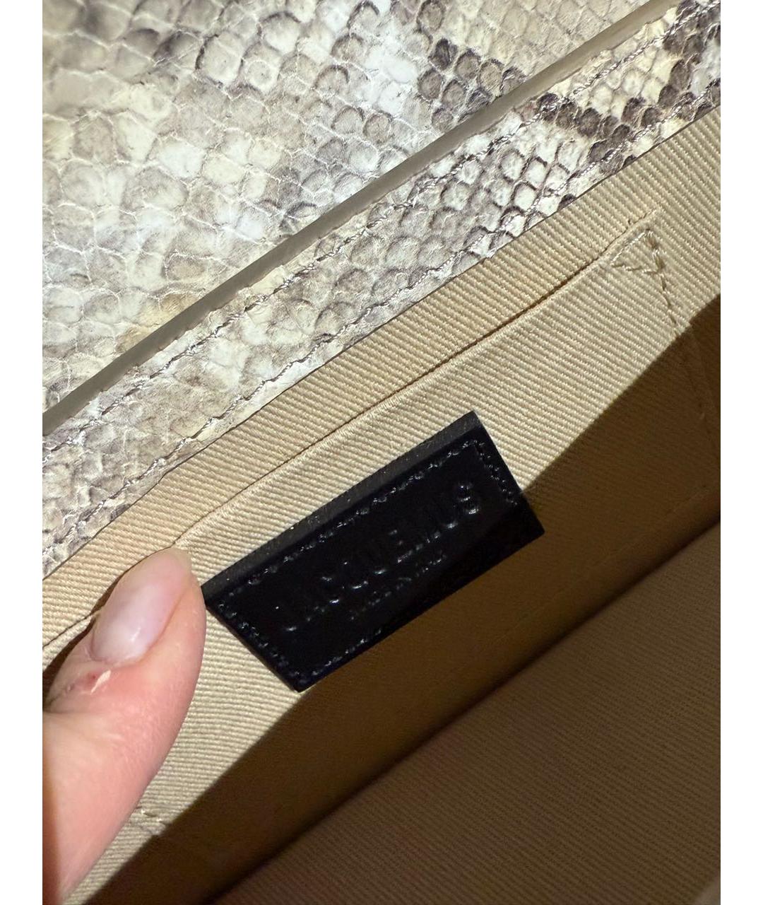 JACQUEMUS Желтая сумка с короткими ручками из экзотической кожи, фото 6