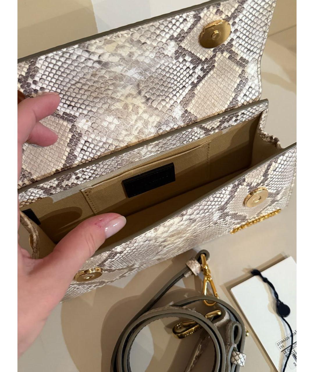 JACQUEMUS Желтая сумка с короткими ручками из экзотической кожи, фото 5