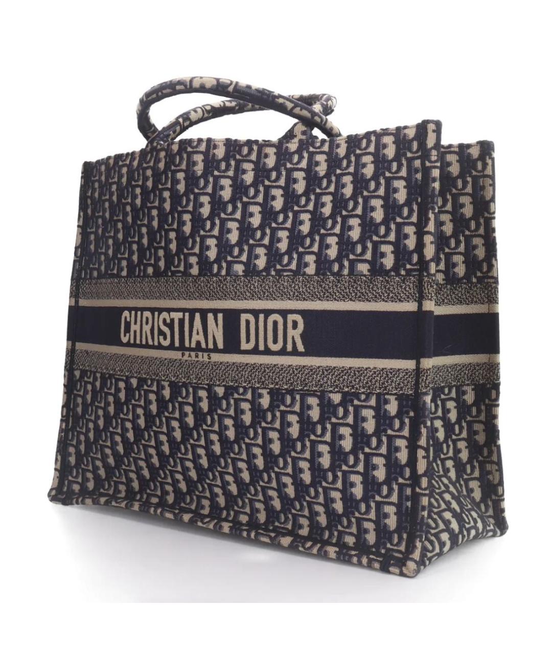 CHRISTIAN DIOR Темно-синяя тканевая сумка тоут, фото 2