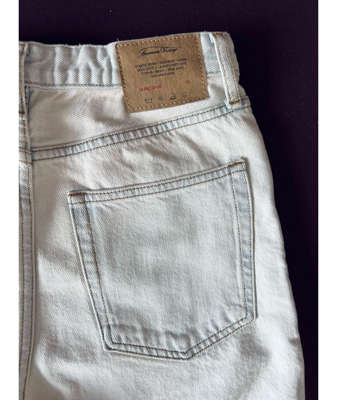 American vintage Голубые хлопковые джинсы слим, фото 6