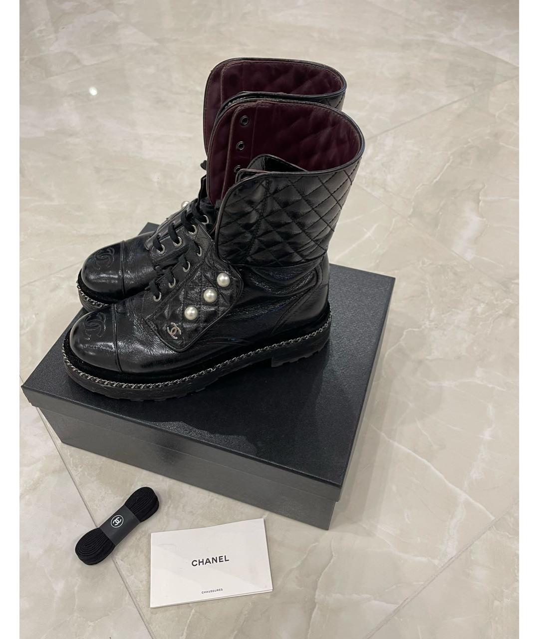CHANEL Черные ботинки из лакированной кожи, фото 7