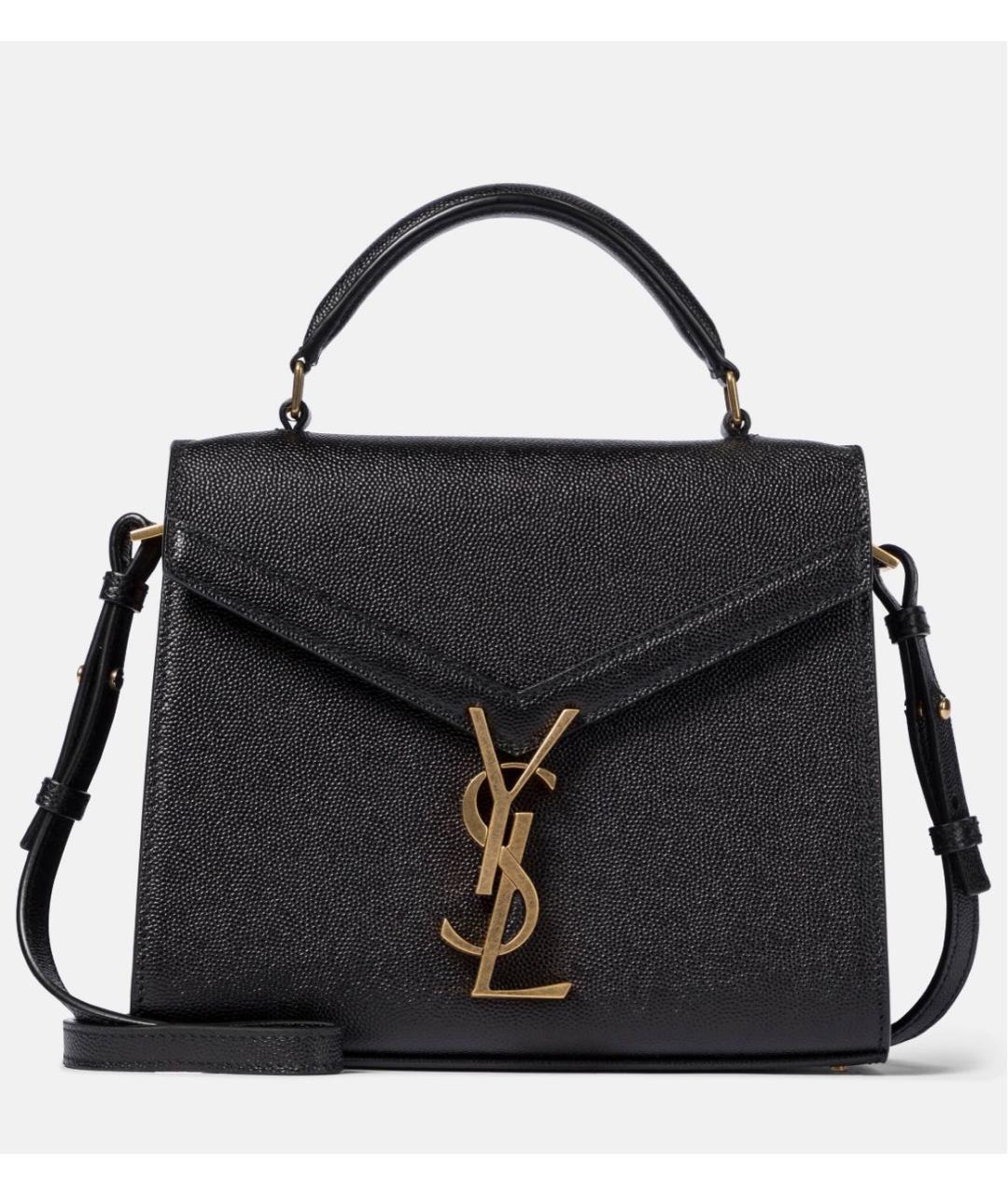 SAINT LAURENT Черная кожаная сумка с короткими ручками, фото 6